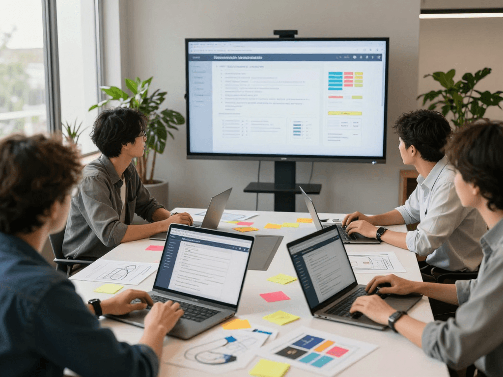 Barrierefreie und rechtssichere Webseiten Dienstleistung - Team arbeitet an inklusiven Designs für digitale Zugänglichkeit.