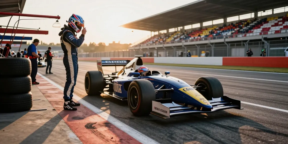 The Lola LC88 racing car at the racetrack showcasing high-speed excitement and pit crew activity.