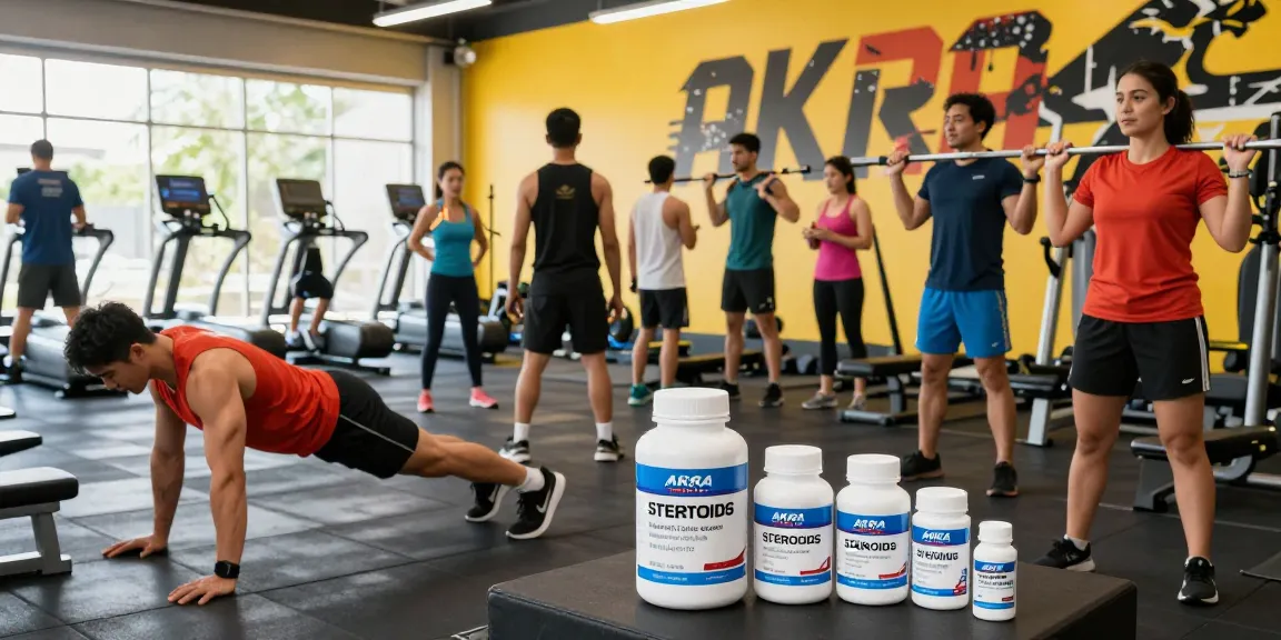 Akra Labs Steroid Shop - Fitnessstudio mit Athleten, die Akra Labs Produkte verwenden.
