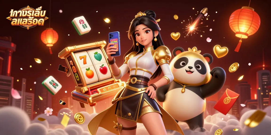 Experience ทดลองเล่นสล็อต with engaging slot symbols and vibrant casino elements.