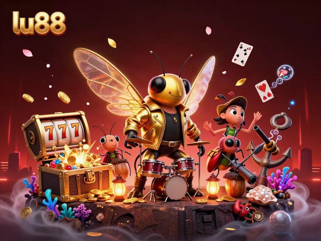 Engage in winning strategies at lu88 with vibrant cartoon characters in a lively casino atmosphere.