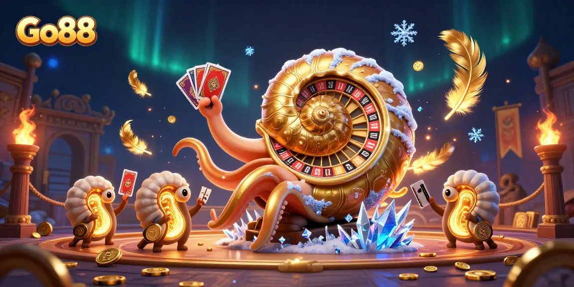Experience thrilling gameplay at Go88 with a giant nautilus roulette wheel and glowing ammonite companions