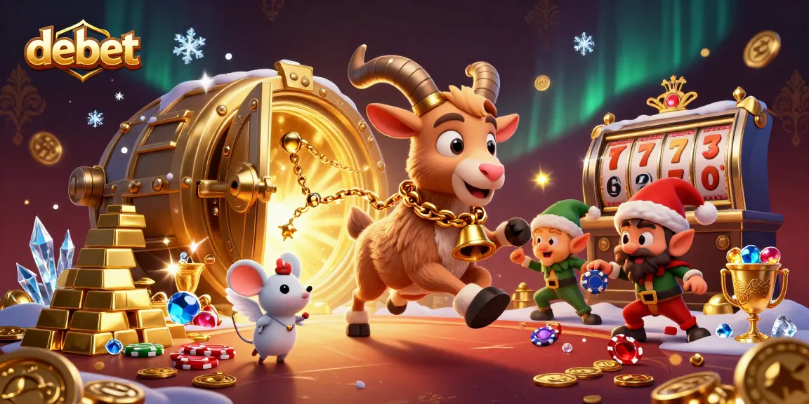 Play at debet's holiday-horror casino with whimsical characters amidst treasures and excitement.