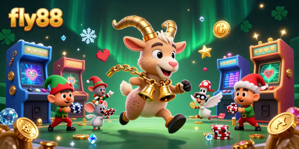 Experience the festive casino chaos at fly88 with Krampus, angel mouse, and gremlin antics!